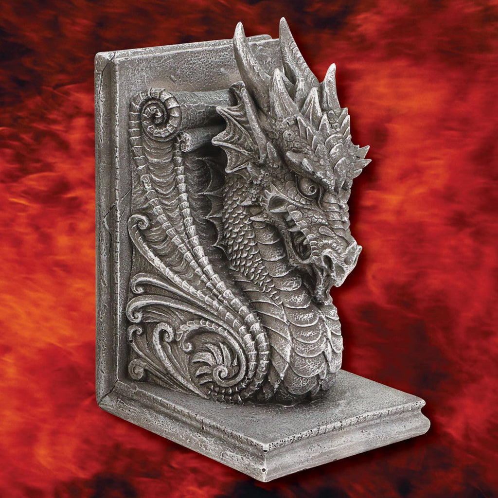 Stone Finished Dragon Bookends